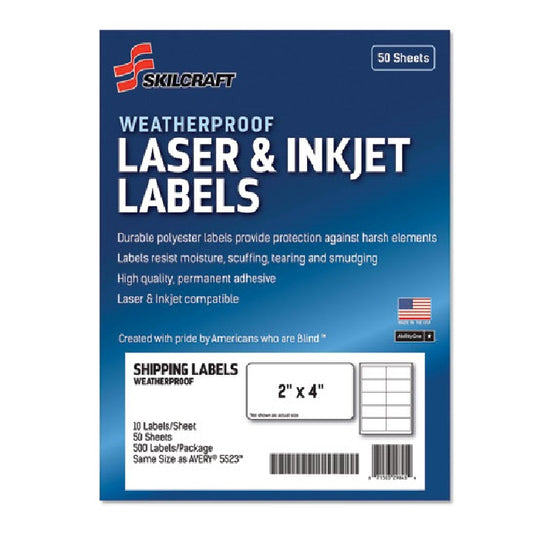 WATERPROOF MAILING LABELS, LASER PRINTERS, WHITE PK