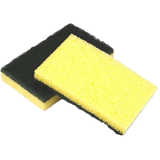 POLYESTER SPONGE SCRUBBER - WHITE AND YELLOW, 4 5/8" X 3" BX