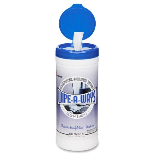 WIPE-A-WAYS COMPUTER SCREEN WET WIPES, 5 x 7 - WHITE EA