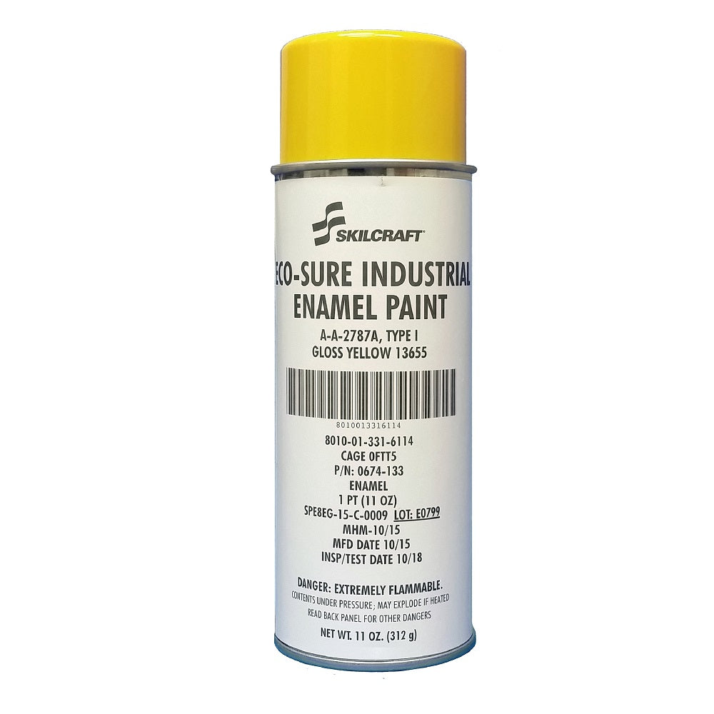 INDUSTRIAL ENAMEL AEROSOL PAINT - GLOSS YELLOW 13655 BX