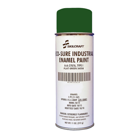 INDUSTRIAL ENAMEL AEROSOL PAINT, FLAT GREEN  34558 BX