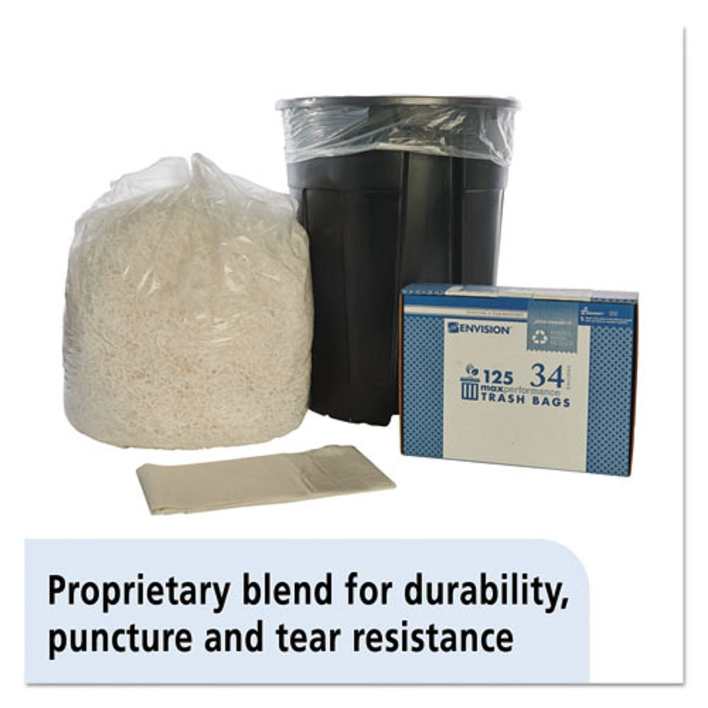 8105011506256 MAXIMUM PERFORMANCE TRASH CAN LINER, 34 GALLON CAPACITY, CLEAR CS