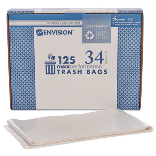 8105011506256 MAXIMUM PERFORMANCE TRASH CAN LINER, 34 GALLON CAPACITY, CLEAR CS