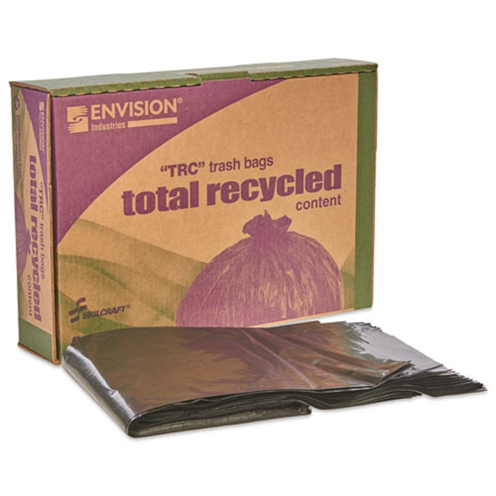 8105013862399 RECYCLED TRASH CAN LINERS, 38 x 60 - BLACK/BROWN CS