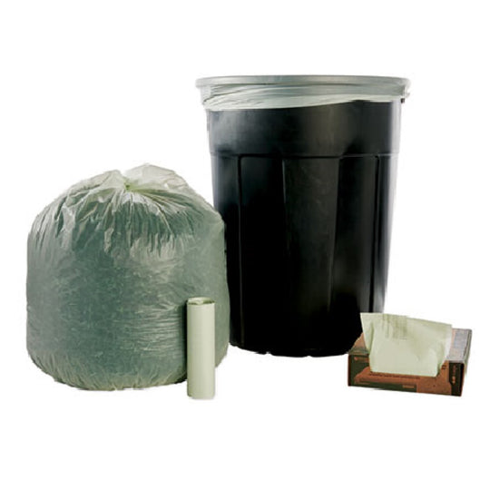 8105015681546 ASTM 6400 COMPOSTABLE BAGS, 30 GALLON EXTRA HEAVY-DUTY, GREEN CS