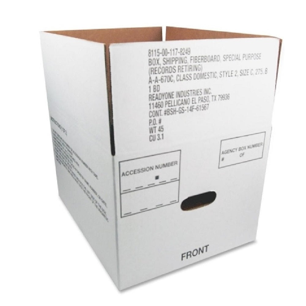 8115001178249 - RECORD STORAGE BOX, FIBERBOARD, WHITE CS