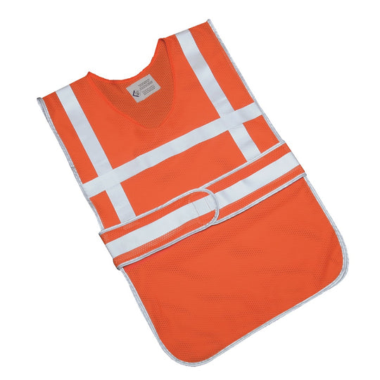 COMPLIANT SAFETY VEST, PULLOVER, OSFA, ORANGE/SILVER TRIM EA