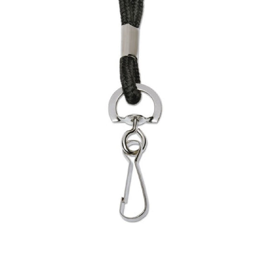 NECK LANYARD, CORD STYLE, J-HOOK, BLACK PK
