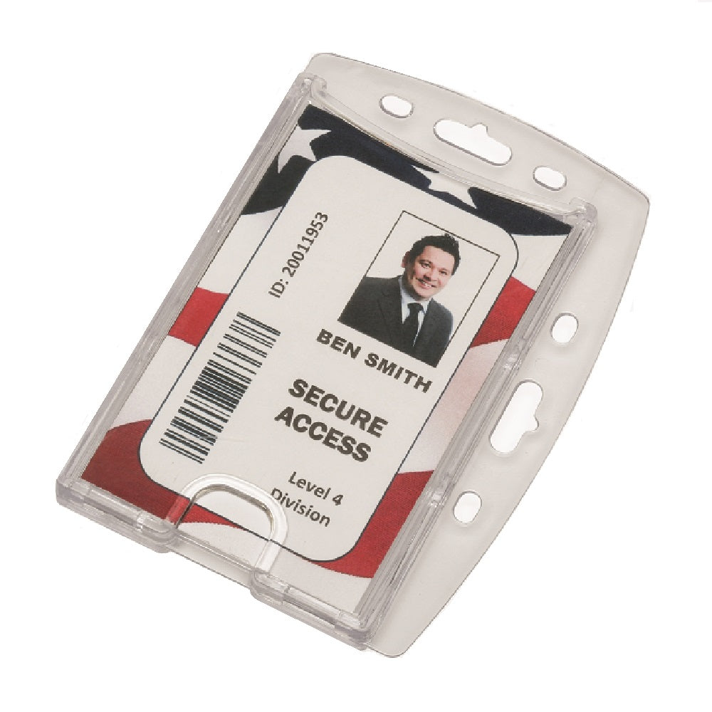 8455016660468 - Dual Card ID Holder - Vertical/Horizontal - Side Load - Clear Dz