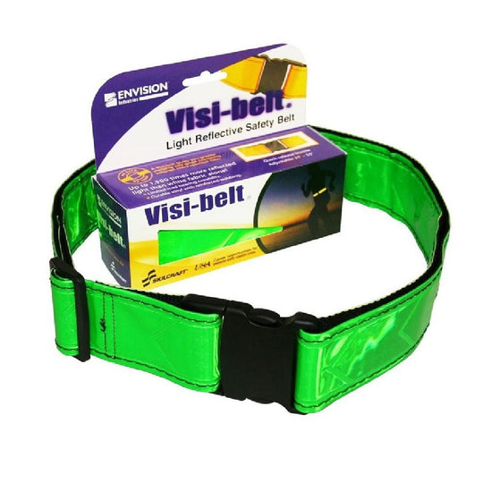 REFLECTIVE SAFETY BELT, VINYL, ADJUSTABLE 31" TO 55" - FLUORESCENT GREEN EA