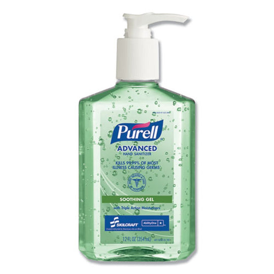 PURELL SKILCRAFT Advanced Hand Sanitizer Soothing Gel - 12 oz Pump Bottle - NSN 8520-01-522-3887 / 8520015223887 CS