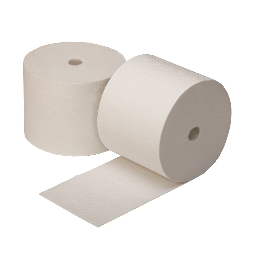8540016996491 - CORELESS 2-PLY TOILET TISSUE - WHITE  3.85" X 4.05" PK