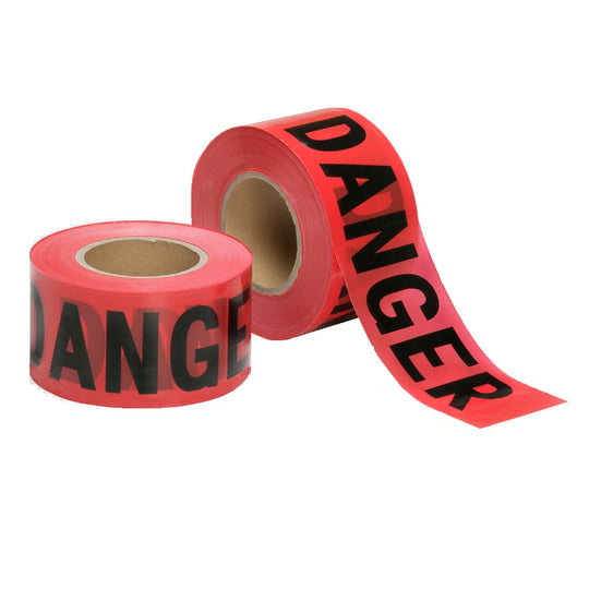 BARRICADE TAPE - DANGER - ECONOMY GRADE, 2 mL THICK - RED BX