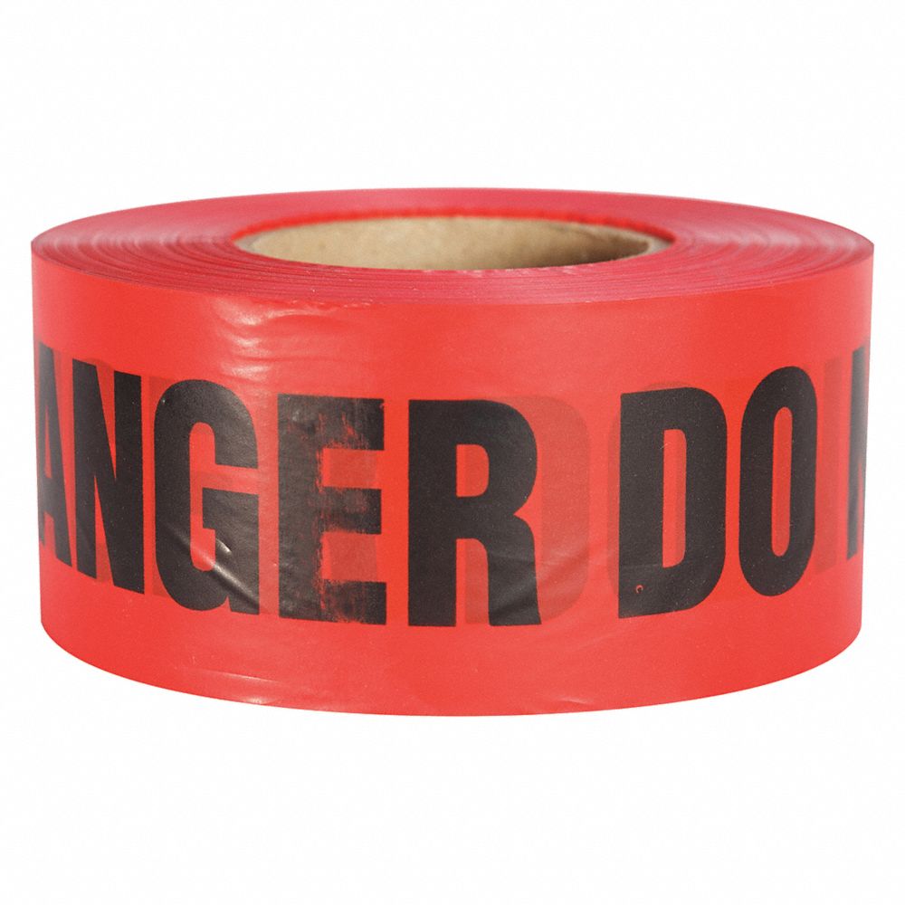 BARRICADE TAPE - DANGER - ECONOMY GRADE, 2 mL THICK - RED BX