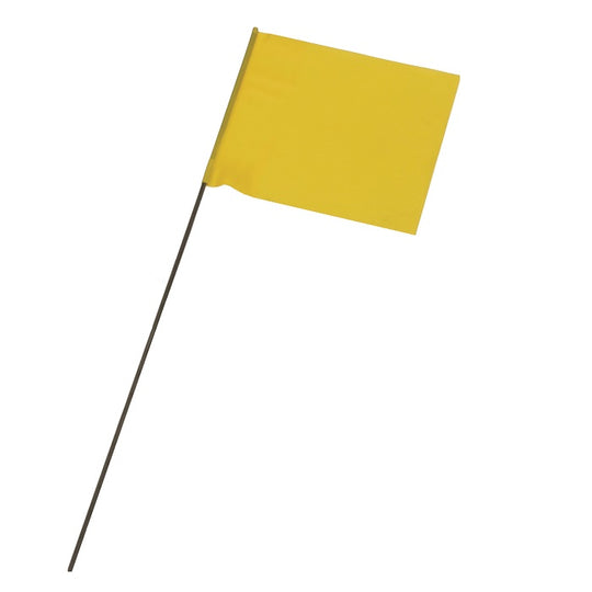 WIRE STAFF MARKING FLAGS, 2-1/2" x 3-1/2", 15" - YELLOW 100/BOX
