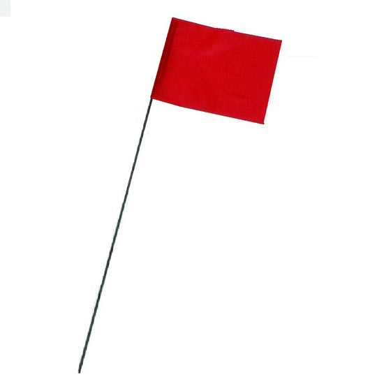WIRE STAFF MARKING FLAGS, 2-1/2" x 3-1/2", 15" - RED 100/BOX